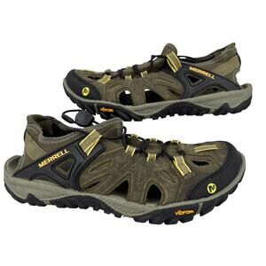 Merrell Sandals Size 9 Olive Night Leather All Out Blaze Fisherman Hiking Shoes